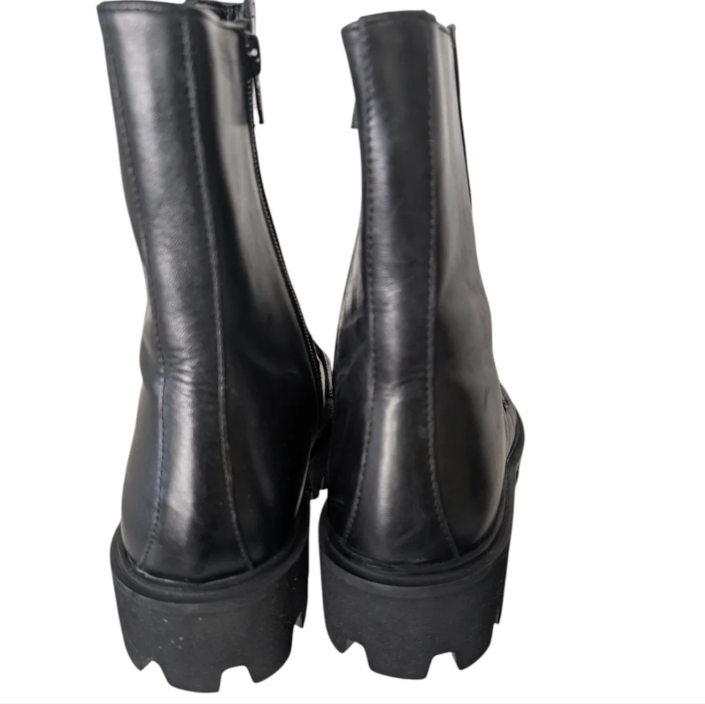 Cavalli Class Black Leather Cortina Platform Lug Boots...Size EU 38(US 7.5-8)
